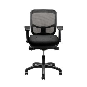 Silla de oficina ejecutiva con respaldo de malla y asiento tapizado en tela